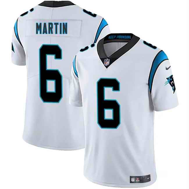 Men's Carolina Panthers #6 Sam Martin White 2025 Vapor Limited Stitched Football Jersey